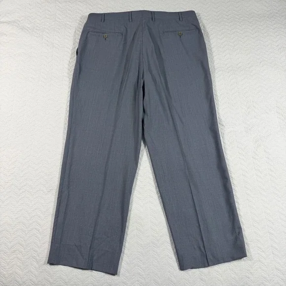 Canali Super 140s Wool Dress Pants Men 38x28 Gray Flat Front Super Fine Tailored